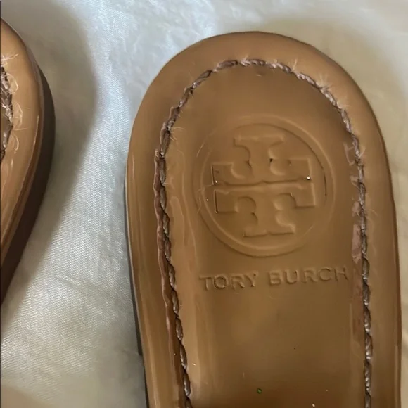 Tory Burch Miller Sandal Thong Patent Calf Leather Sandals Tan - Picture 3 of 11